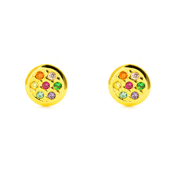 Orecchini ragazza Rotondo Colore Zircone Oro Giallo 9K