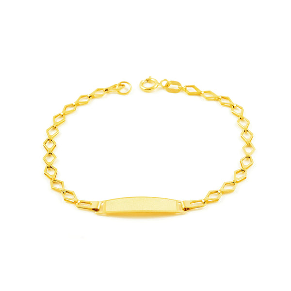 Bracciale Bebè Bambini ragazza Oro Giallo 18K Personalizzata Schiava Rombo Opaco Brillante 12 cm