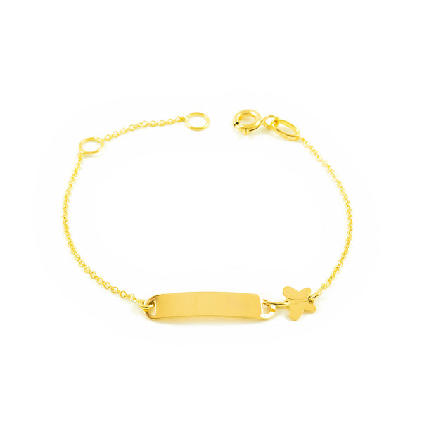 Bracciale Ragazza Oro Giallo 18K Personalizzata Schiava Farfalla Brillante 14 cm