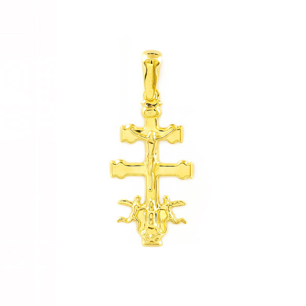 Croce religiosa pendente Caravaca 20x11 mm Oro Giallo 18K Brillante