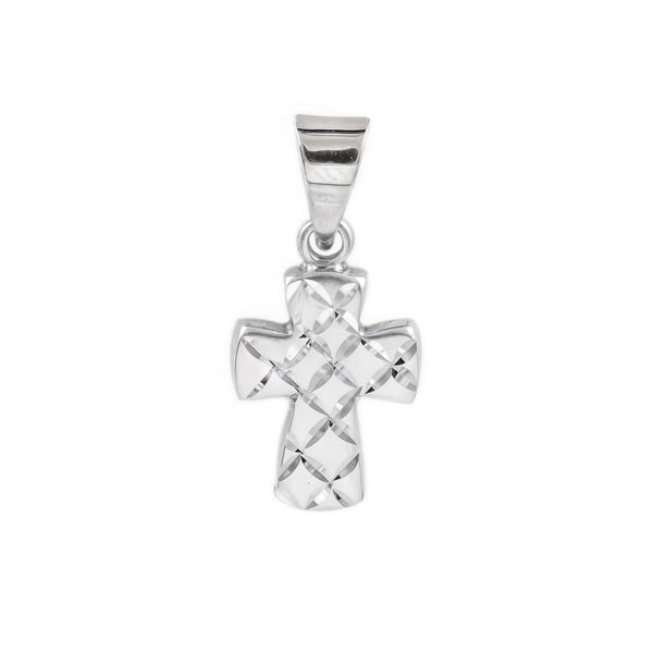 Croce Oro Bianco 9K Opaco e Lucido 14 x 8,5 mm
