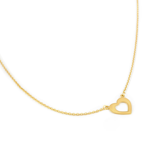 18ct Yellow Gold Heart Necklace 45 cm