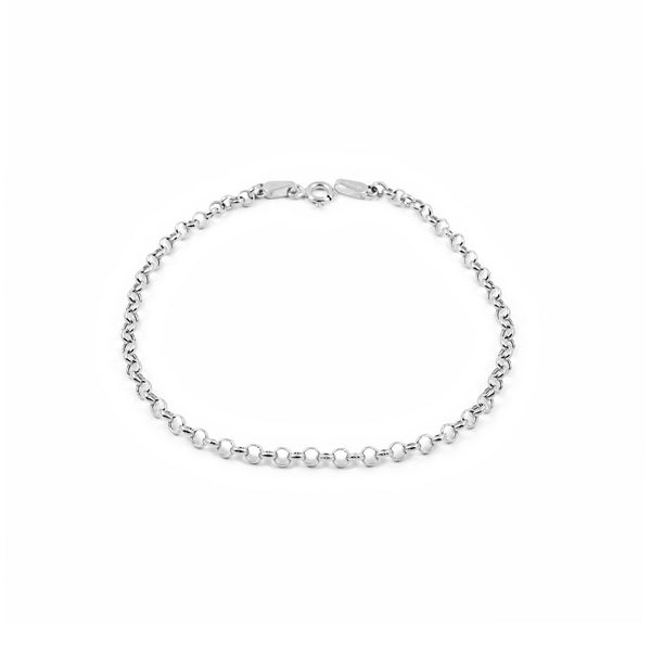 Bracciale Donna Oro Bianco 18K Rolo (3 mm) Brillante 19 cm