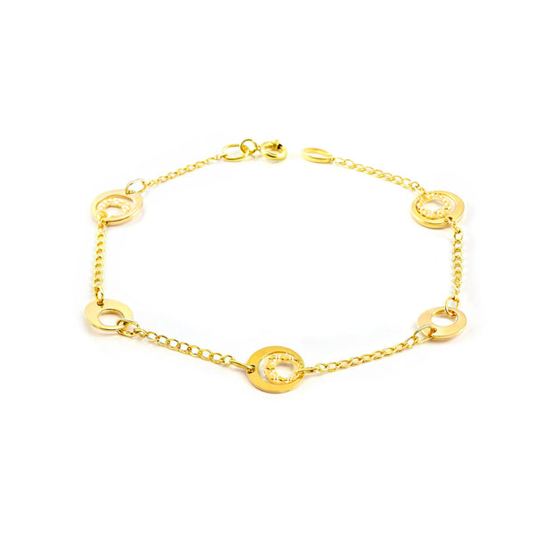 Braccialetto Donna Oro Giallo 18K Rotondi Brillante e Texture 18 cm