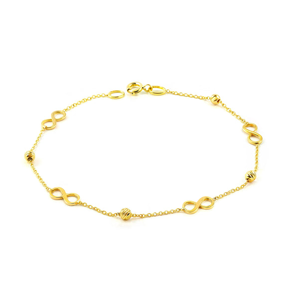 Bracciale donna Oro Giallo 9K Infiniti Brillante e Texture 18 cm