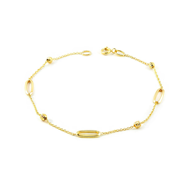 Braccialetto Donna Oro Giallo 9K Ovale Luminoso e Texturizzato 18 cm