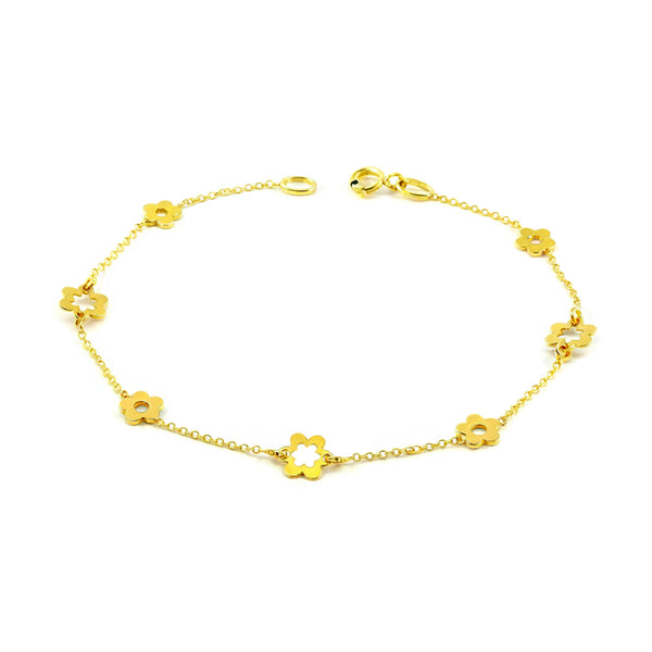 Braccialetto donna Oro Giallo 18K fiore margherita brillante 18 cm