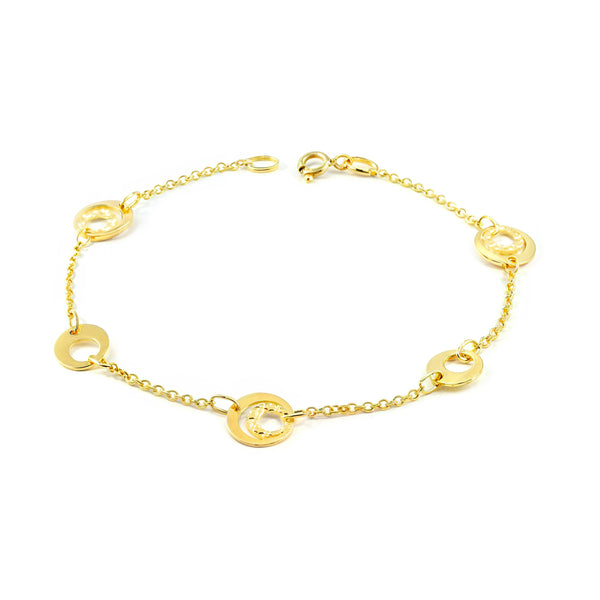Braccialetto donna Oro Giallo 9K Rotondi Brillante e Texture 18 cm