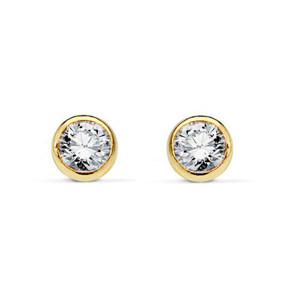 Orecchini bambini Rotondo Zircone 2,75 mm Oro Giallo 18K