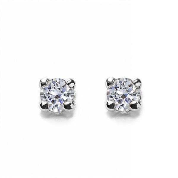 Orecchini bambini ragazza Zircone 4 mm Oro Bianco 9K