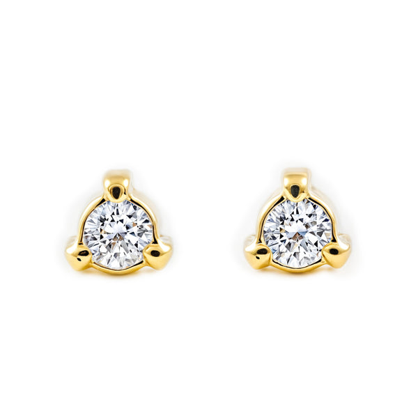 Orecchini bambini ragazza Triangolo Zircone Oro Giallo 18K