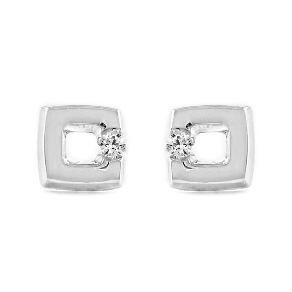 Quadrat Zirkon Kinder Baby Mädchen Ohrringe Weißgold 18K