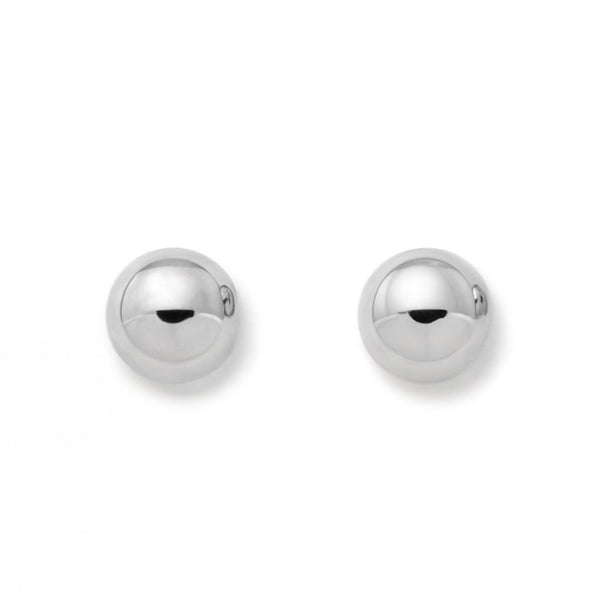 Orecchini mezza sfera 5 mm Oro Bianco 9K