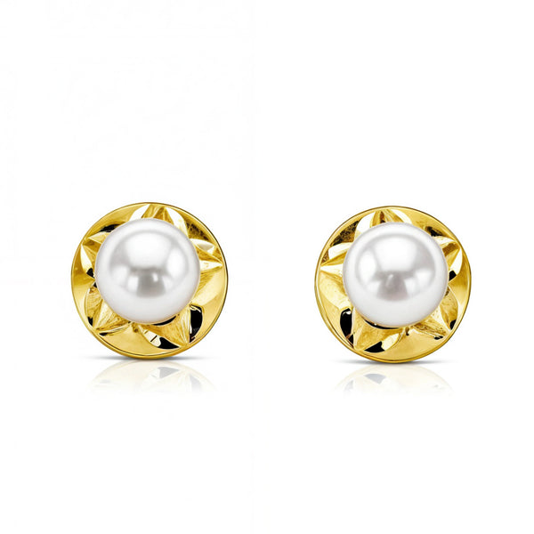 Orecchini ragazza Stella Perla 4 mm Oro Giallo 18K