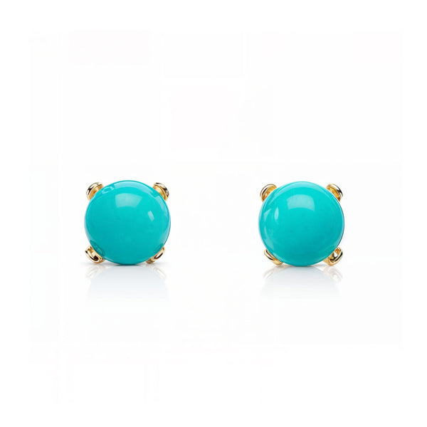 Orecchini bambini ragazza Turchese 4 mm Oro Giallo 18K