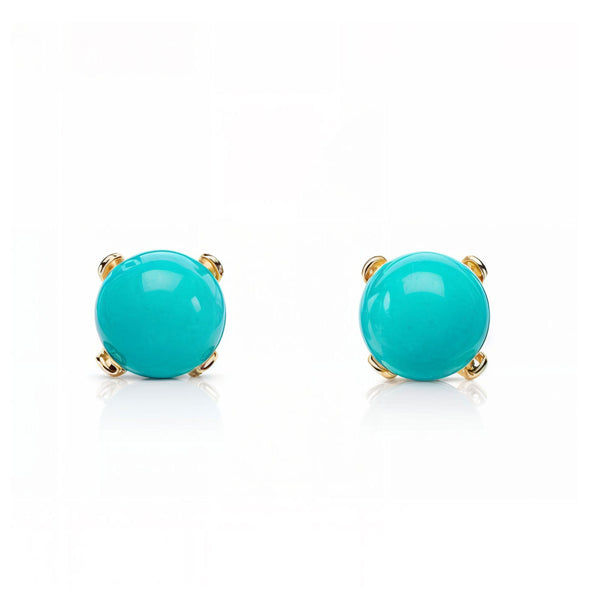 Pendientes Niña Oro Amarillo 18K Garra Turquesa 5 mm Brillo