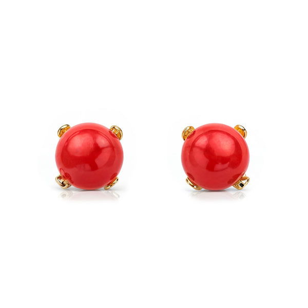 Orecchini bambini ragazza Corallo 4 mm Oro Giallo 18K