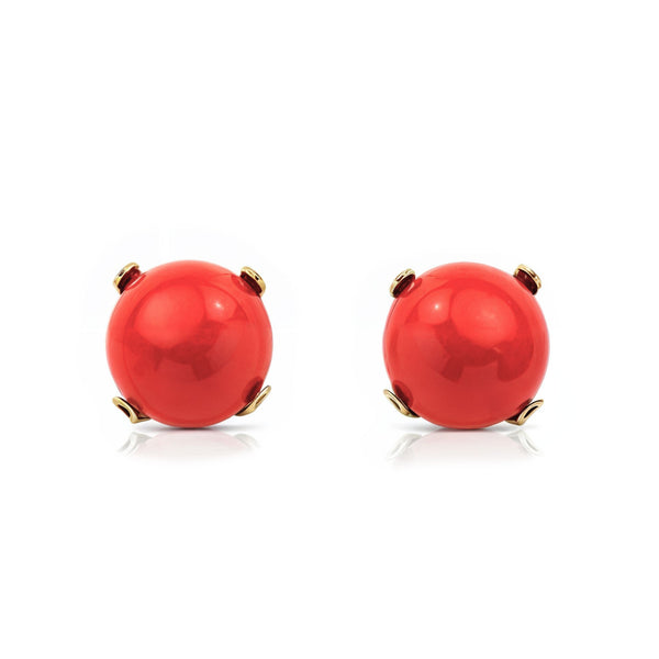Pendientes Niña Oro Amarillo 18K Garra Coral 5 mm Brillo