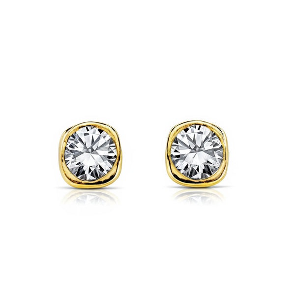 Orecchini bambini Quadrato Zircone 3 mm Oro Giallo 18K