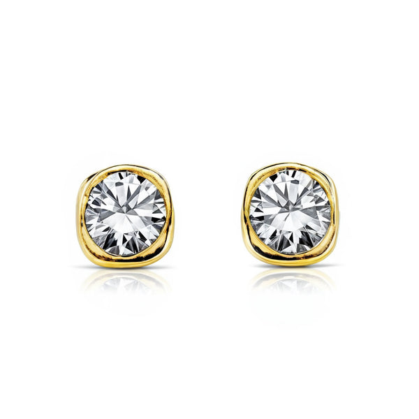 Orecchini bambini ragazza Quadrato Zircone 4 mm Oro Giallo 18K