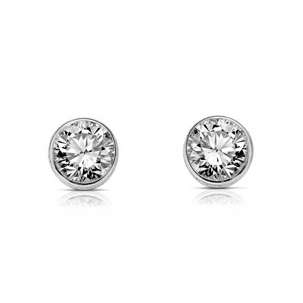 Orecchini ragazza Rotondo Zircone 4,75 mm Oro Bianco 9K