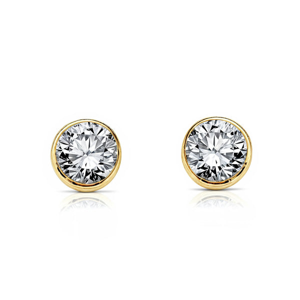 Orecchini ragazza Rotondo Zircone 4,75 mm Oro Giallo 9K