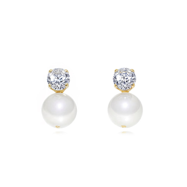 Orecchini ragazza donna Zircone Perla 4.5 mm Oro Giallo 18K