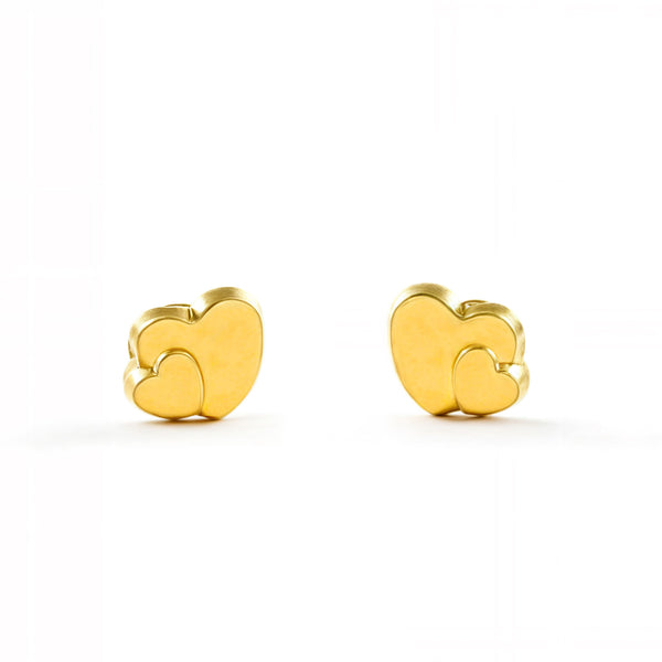 Pendientes Bebe Oro Amarillo 18K Corazón Brillo
