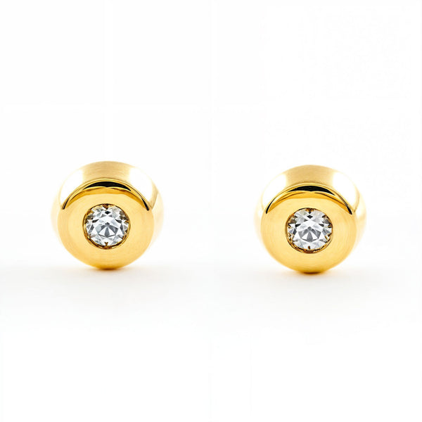 Orecchini bambini Rotondo Zircone Oro Giallo 18K