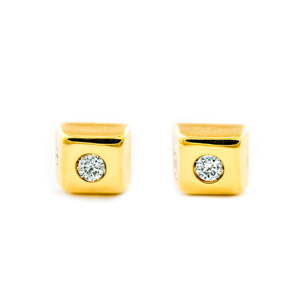 Orecchini bambini Quadrato Zircone Oro Giallo 18K