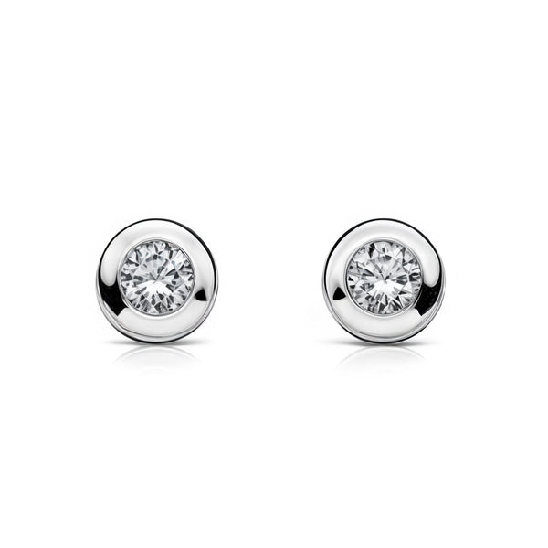 Galerie Zirkon 3 mm Kinder Mädchen Ohrringe Weißgold 18K