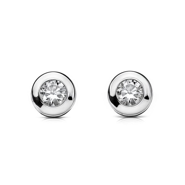 Orecchini ragazza donna Galleria Zircone 4 mm Oro Bianco 18K