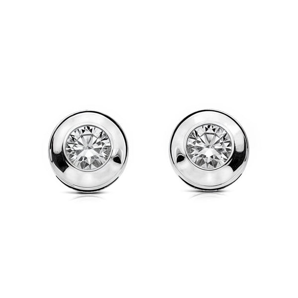 Orecchini ragazza donna Galleria Zircone 5 mm Oro Bianco 18K
