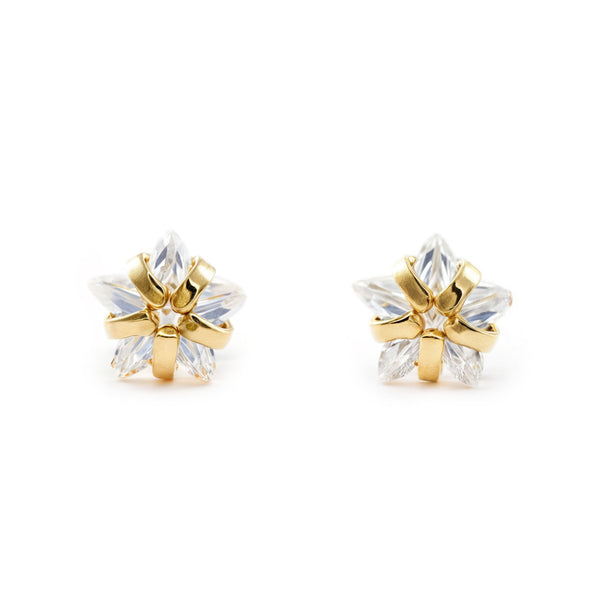 Orecchini bambini ragazza Stella Zircone Oro Giallo 18K