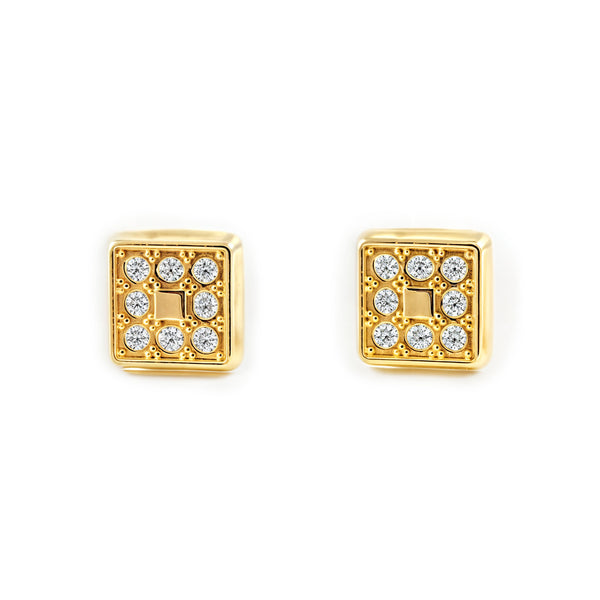Orecchini bambini Quadrato Zircone Oro Giallo 18K