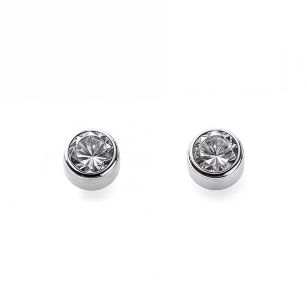 Orecchini bambini Rotondo Zircone 2,75 mm Oro Bianco 18K