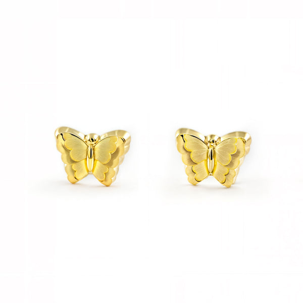 Orecchini bambini Farfalla Oro Giallo 9K opaca e brillante