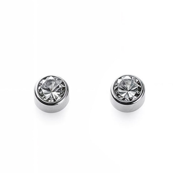 Orecchini bambini ragazza Rotondo Zircone 3,75 mm Oro Bianco 18K