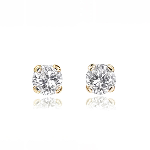Pendientes Bebe Oro Amarillo 9K Garra Circonita 3 mm Brillo