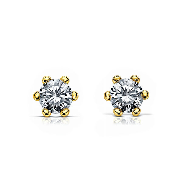 Orecchini ragazza Zircone 4 mm Oro Giallo 9K