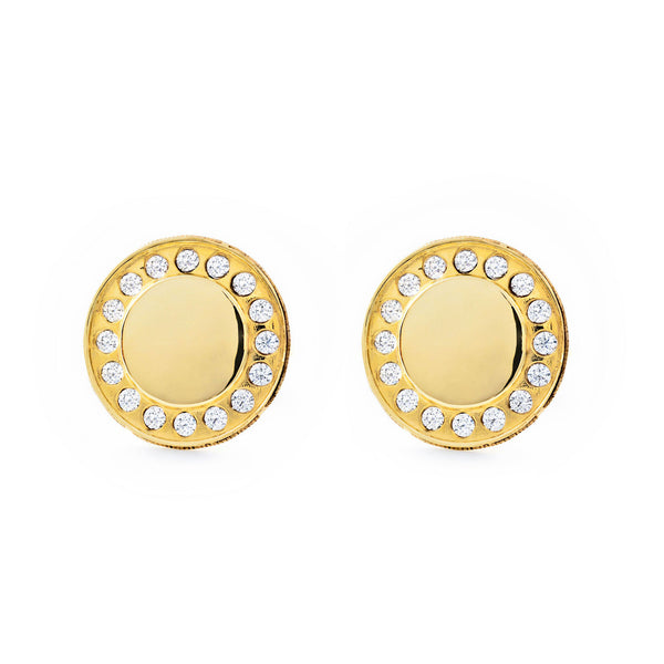Damen & Kinder Runde Zirkon Ohrringe Gelbgold 9K