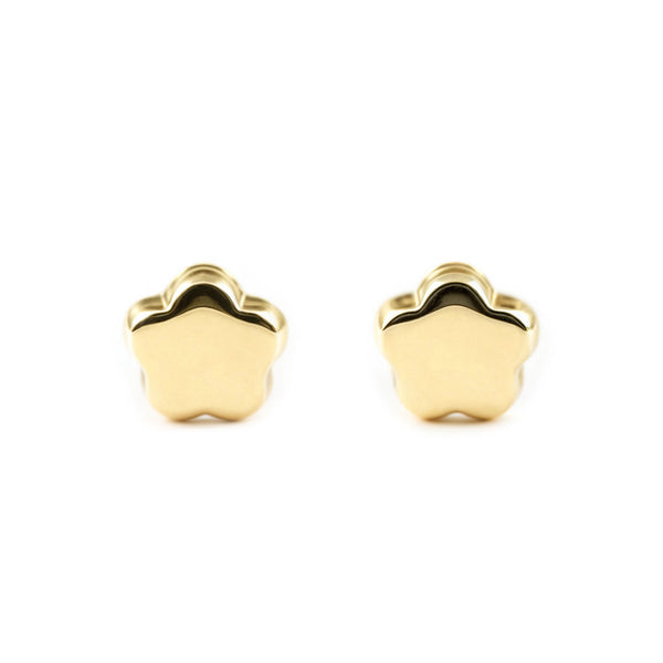 Pendientes Bebe Oro Amarillo 9K Flor Margarita Brillo