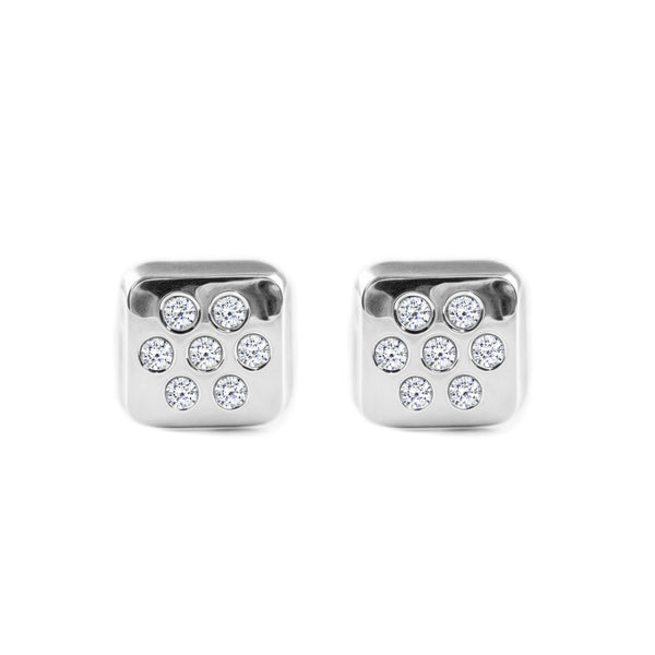 9ct White Gold Square Cubic Zirconias Children's Baby Girls Earrings shine