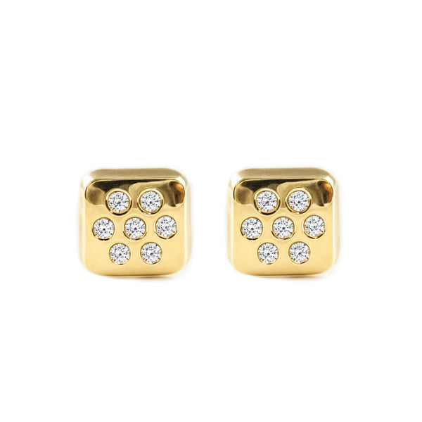 9ct Yellow Gold Square Cubic Zirconias Children's Baby Girls Earrings shine