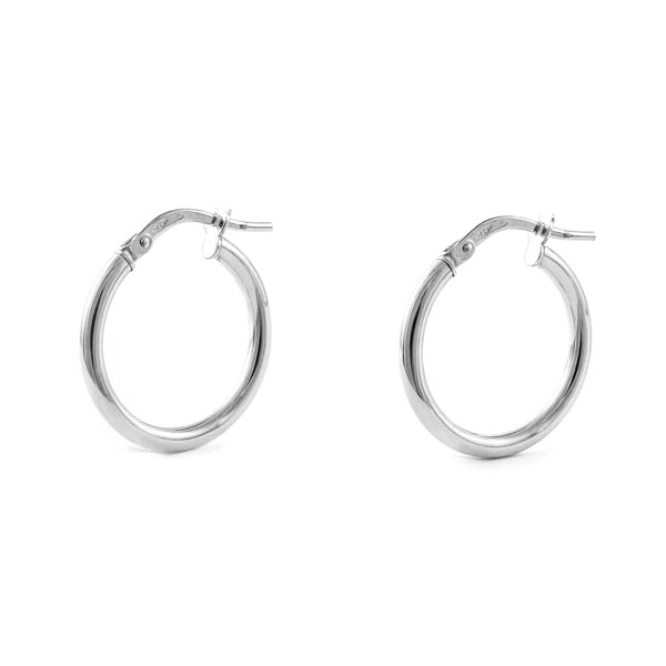 18ct White Gold Hoops Earrings shine 15x2 mm