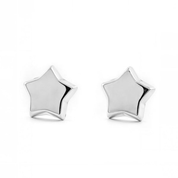 Pendientes Mujer-Niña Oro Blanco 9K Estrella Brillo