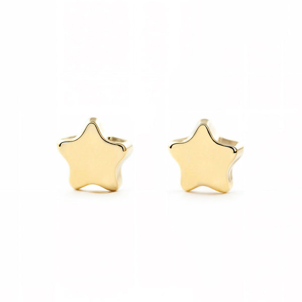 Pendientes Bebe-Niña Oro Amarillo 9K Estrella Brillo