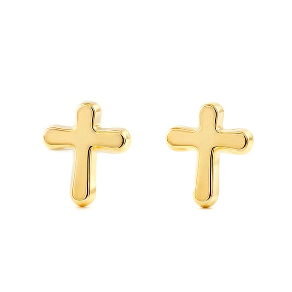 18ct Yellow Gold Cross Earrings shine