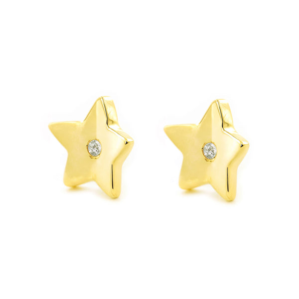 Orecchini bambini ragazza Stella Zircone Oro Giallo 9K