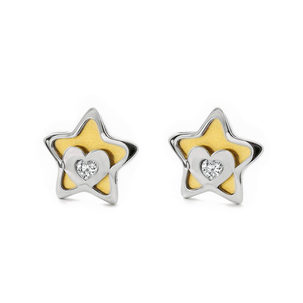Orecchini bambini ragazza Stella Zircone Bicolore 9K